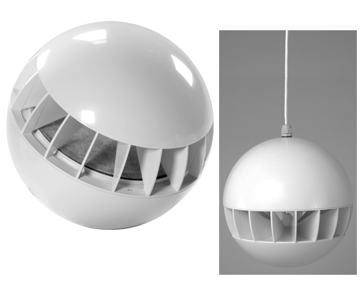 360grad_Kugellautsprecher_88-500-00889_2024 Kugellautsprecher 254mm 40W 360° 2wege System IP33 mit 100V ELA Übertrager Verkehrsweiss