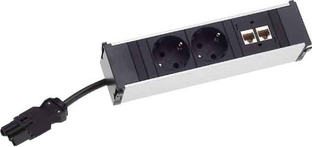 39-820-00120_Steckdosenleiste_B04 Bachmann Steckdosenleiste 2f. 333.1008 Konferenzdose 2x230V 2xRJ45 LAN Dose Tischdose