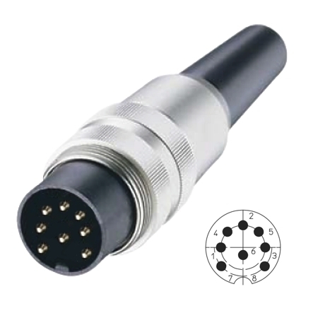 8pol DIN Stecker Metall mit Schraubverschluss V-80