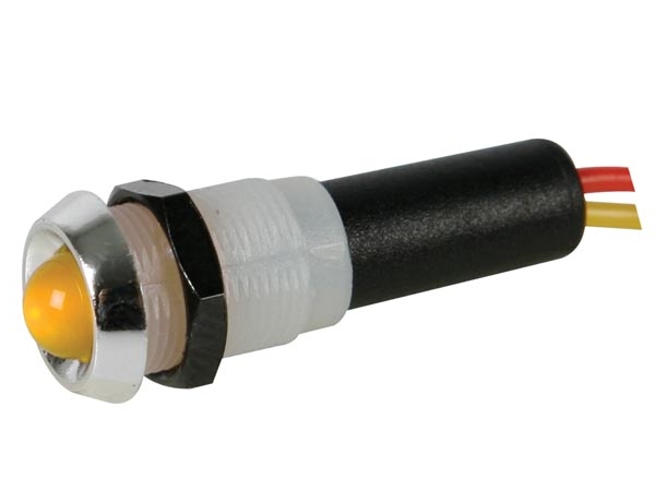 15-783-01020-12vcy Signallampe 12V LED Gelb schwarze Fassung 10mm Kopf verchromt