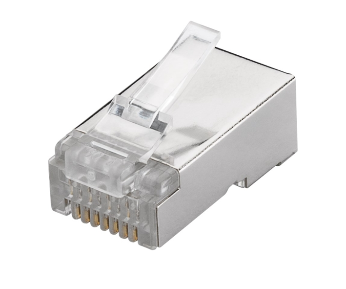 RJ45 Stecker Modularstecker 8pol 8P8C geschirmt für Rundkabel Cat5e Cat6