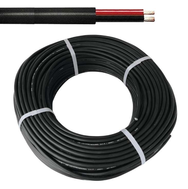 100m Lautsprecherkabel 2x 4qmm Rundkabel Schwarz 100m Lautsprecherkabel 2x 4qmm Rundkabel Schwarz
