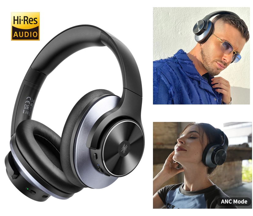 Funkkopfhörer Bluetooth Stereo mit Lithiumakku 50h Laufzeit mit ANC Active Noise Cancelling