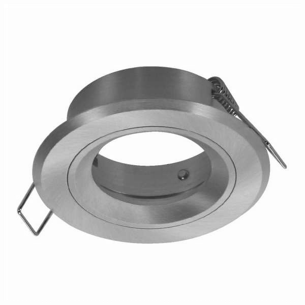 Deckeneinbauring_32-600-00220 Deckeneinbauring starr Alu gebürstet DM85mm zu MR16 50mm Leuchtmittel Einbaufassung