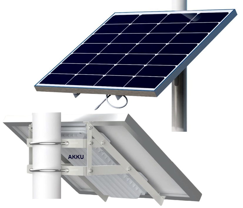 Autarkes Solarsystem 12V 100W mit 50Ah Lithium-Akku Stromspeicher Mastbefestigung Solarzellen Generator