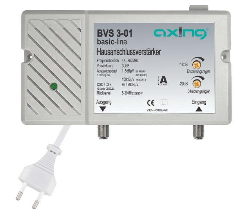 Antennenverstärker 30dB regelbar Hausanschlussverstärker Kabelfernsehen tauglich