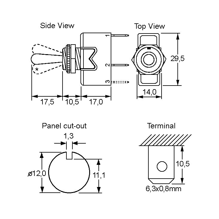 Kippschalter Ein-Aus IP67 bis 16A 250V 1xUM Wechslerkontakt GW-DM 12mm