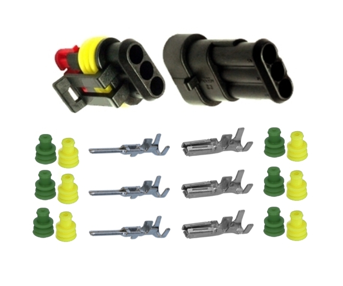 33-475-00630_Superseal_3pol_Set_Bild2023_01 3pol KFZ Stecker SET IP67 Automotive Stecker-Kupplung