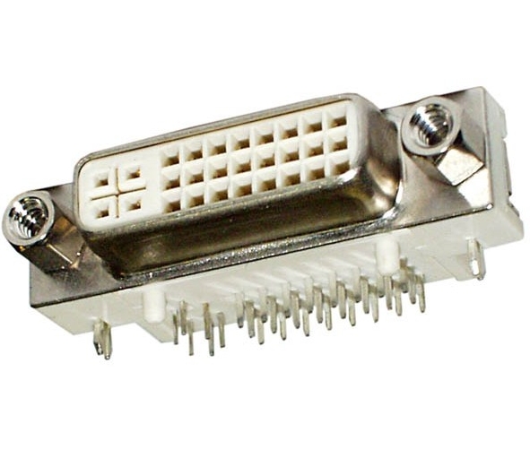 dvi-Buchse-dvi-i-Platine-40-200-00280 DVI Buchse Lötversion Platinenmontage 90grad gewinkelt 24+5pol DVI-I