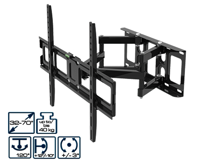 TV_Wandhalter_bis_72zoll_85-770-00129 TV Halter Gelenk Wandhalter für Fernseher 81-178cm 32-70zoll 40Kg T43cm VESA