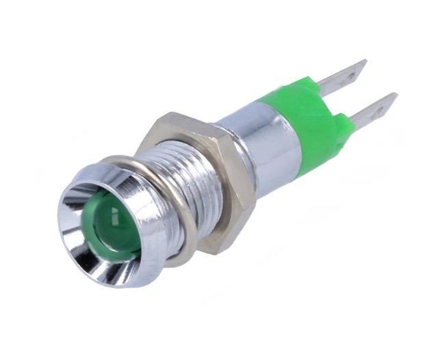 24V_LED_Einbaufassung_Gruen_15-783-04010 Signallampe 24V LED 5mm Grün 10mm Fassung Innenreflektor Chrom