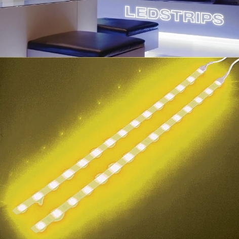 led-stripe-gelb-15-100-02050 2x400mm LED Streifen flexibel GELB 12V Stripe selbstklebend mit Schalter