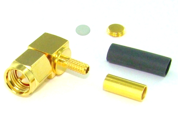 SMA-Stecker-RG174-gewinkelt-39-874-00160-N3a SMA Stecker gewinkelt für RG174 Crimpversion vergoldet