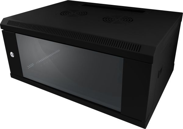 Rackschrank 19zoll 9HE T450mm mit Glastüre LAN Schrank EDV Schrank in Schwarz SMC-Serie 600x503x450mm