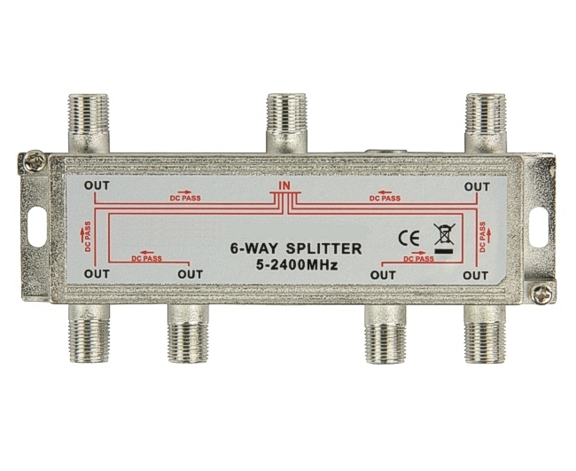 6fach-Verteiler-DAB-DVBT-SAT-TV-78-320-00060 Antennen Verteiler 6-fach Verteiler SAT TV DAB DVB-T über F-Stecker