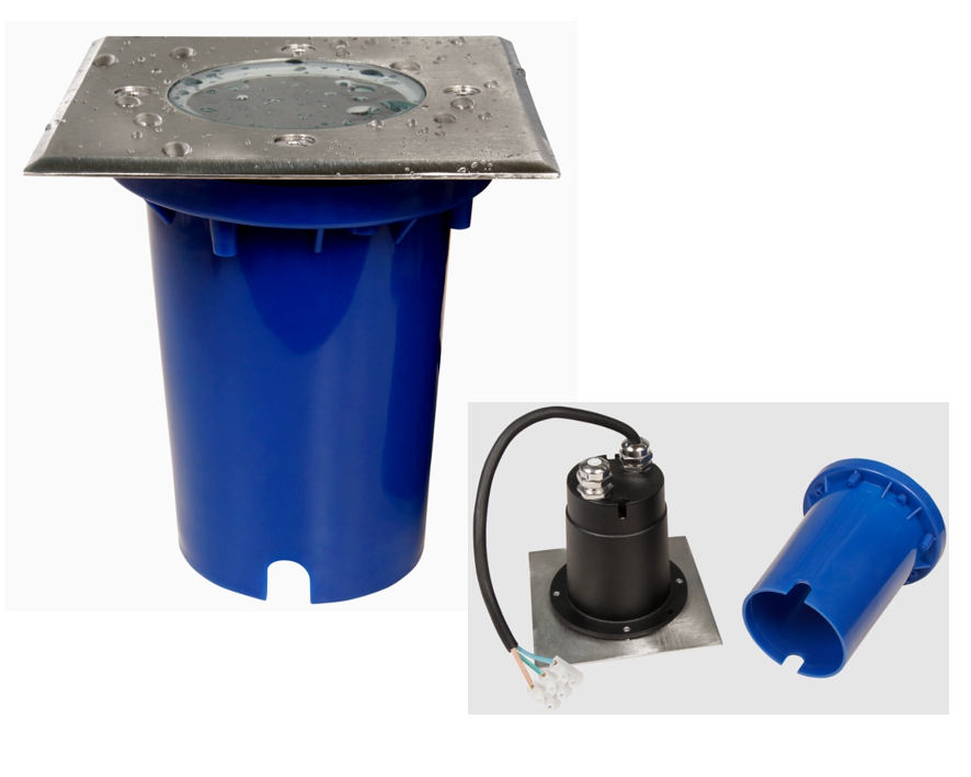 Bodeneinbaustrahler 120x120mm Quadratisch IP67 Fassung für GU10 Leuchtmittel 230V