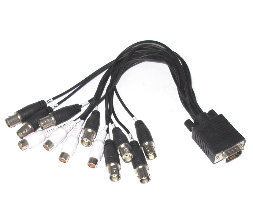 Kabel BNC VGA Kabelpeitsche DVX08A für Geovision Kamerasteckplatinen 8xVideo-BNC 4xAudio-Cinch K1-8