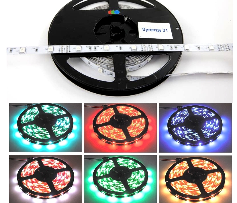 15-100-04220_5m_RGB_Stripe_2021 5m RGB LED Stripe flexibel IP20 12V 36W mit 150LEDs