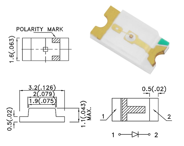 SMD-1206 SMD LED Grün 1206