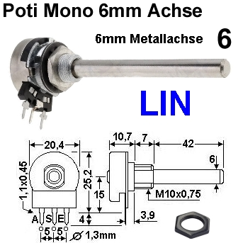 Poti-Mono-Metallachse-6mm-LIN