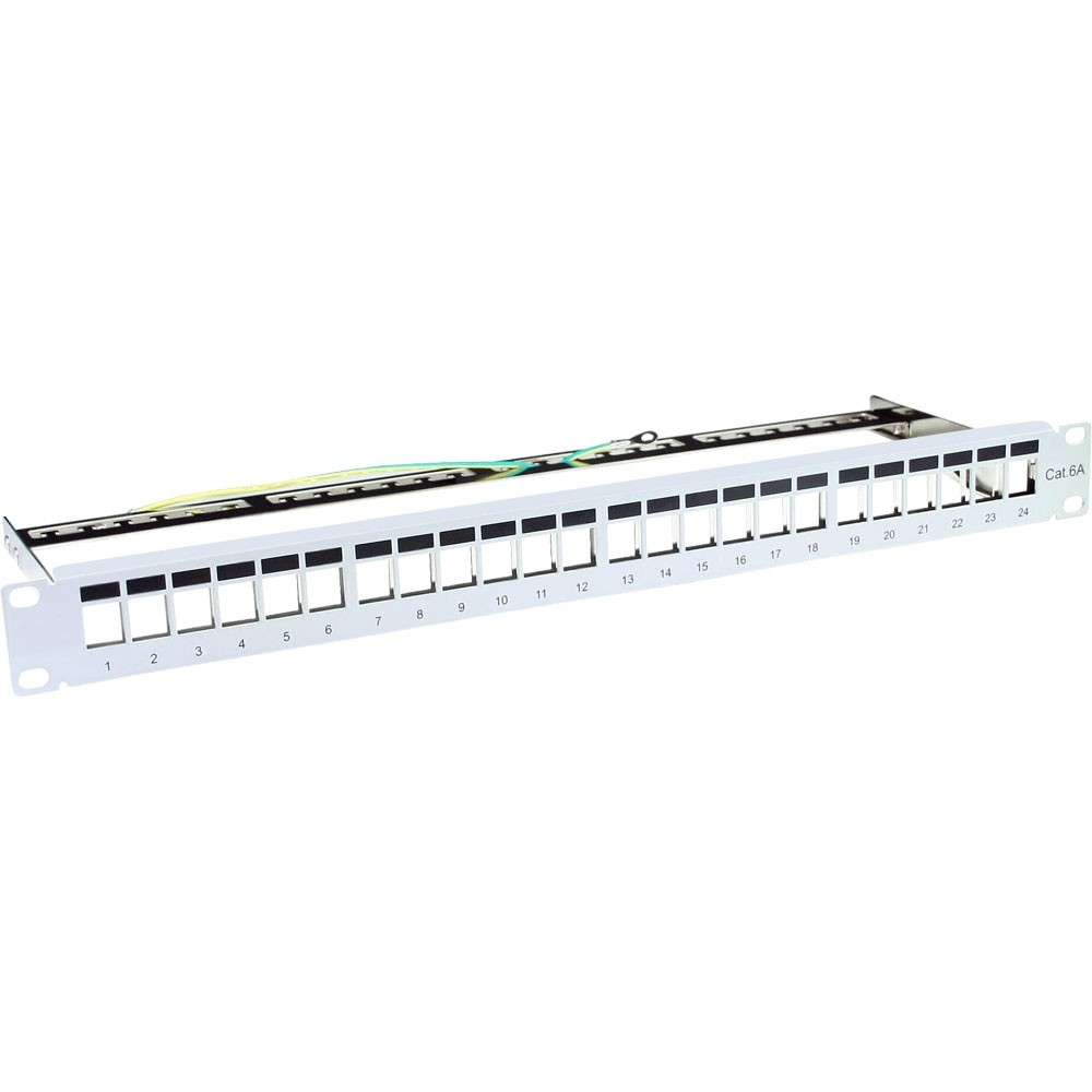 19zoll Patchpanel Patchfeld Keystone Träger für 24 Snap-In Module Grau