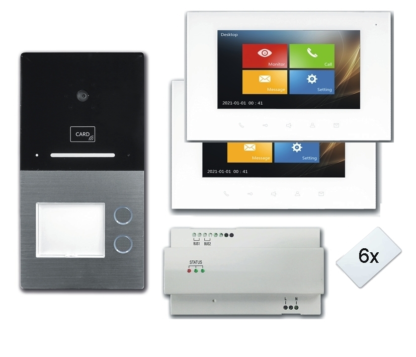 79-228-01112_Villa_AP-2er_Set_Bild_07 Villa AP-RL-2 Kamera Türsprechanlage 2-Draht für 2-Familienhaus mit 2x 7zoll Touch Monitor