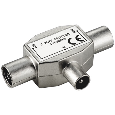 78-320-00140_Koax-Y-Adapter Koaxadapter Koax T-Stück IEC Splitter Stecker auf 2x Koaxbuchse
