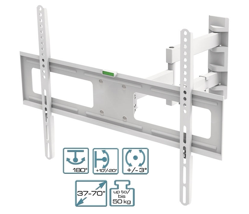 TV Halter Gelenk Wandhalter für Fernseher 94-178cm 37-70zoll 50Kg T47cm VESA Weiss