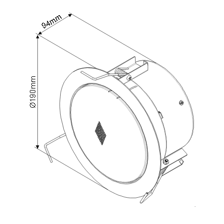 190mm ELA Deckenlautsprecher RGS5FT/EN 100V 6/10W EN54-24 mit Keramikklemme und Feuerschutztopf Weiss