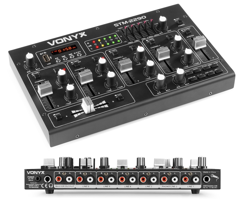 Mischpult Mixer 8-Kanal mit Bluetooth USB Player Equalizer Soundeffekte Tischmixer