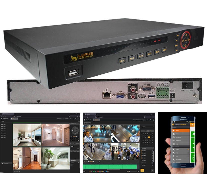 IP NVR 16-Kanal Recorder LE926 mit 4K HDMI VGA Maus ohne Festplatte