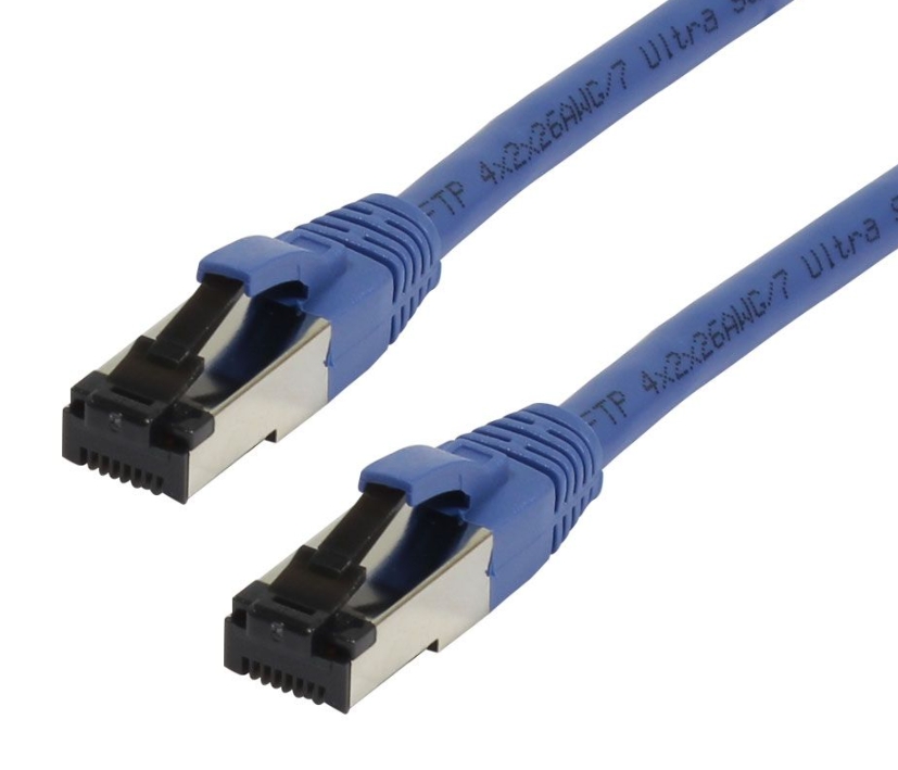 CAT8_LAN_Kabel_53-800-01113 0,5m LAN Kabel Cat8 Patchkabel PIMF CAT-8.1 bis 40GB Blau