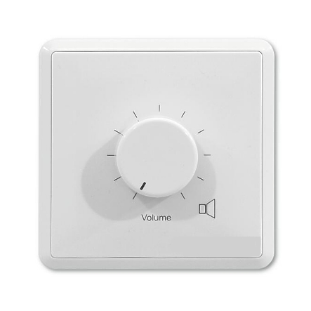 Lautstaerkeregler-mit-Pflichtempfangsrelais ELA 100V Lautstärkeregler UP 10/20W Weiss mit 24V Pflichtrufrelais