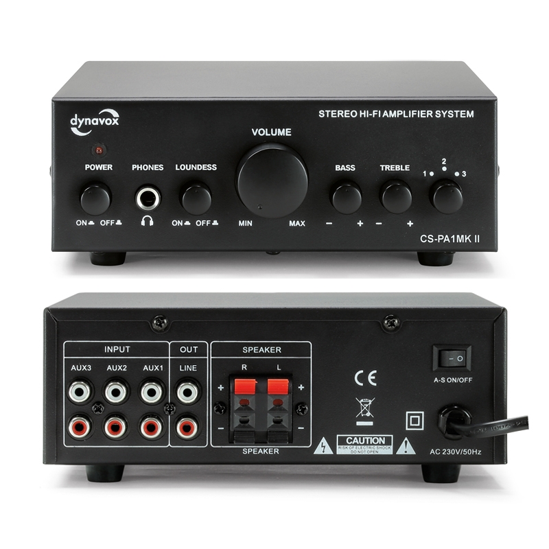 Verstärker CS-PA1-MK2 Mini-Verstärker 2x30Watt 2Kanal Stereo Schwarz