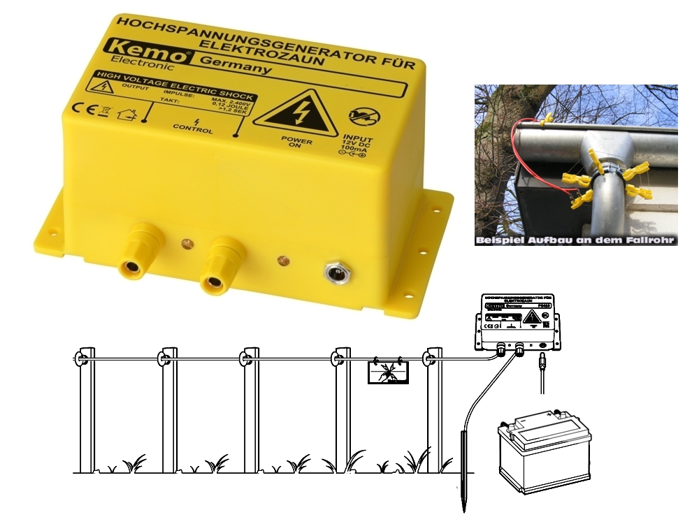 Elektrozaun 2,5KV Modul gegen Waschbär Marder Ratten oder als Weidezaun