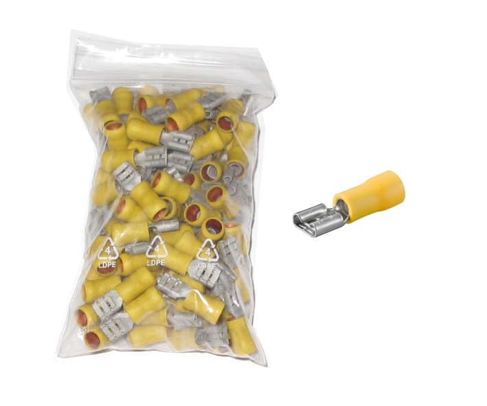 45-821-04480_flachsteckhuelse_63_teiliso_gelb 6,3mm Flachsteckhülse GELB Teilisoliert  ** 100er Pack **