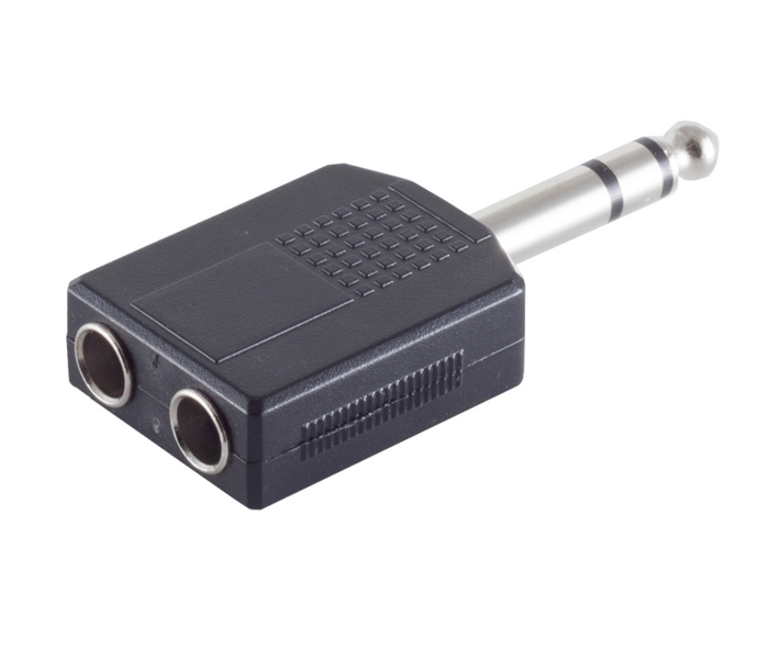 Klinkenadapter 6,3mm Klinkenstecker auf 2x 6,3mm Klinkenkupplung STEREO