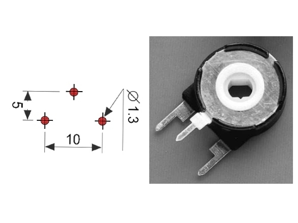 100ohm Trimmer Poti T15 stehend RM10x5 Steckachse