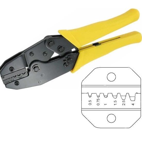 Crimpzange für isolierte oder unisolierte Quetschverbinder 0,5-4qmm