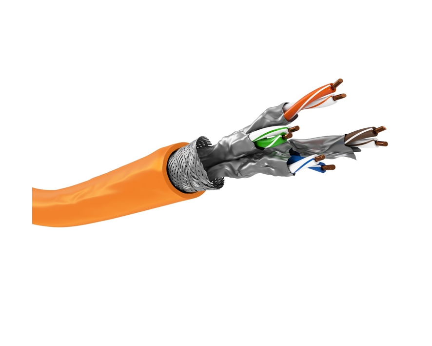50m LAN Kabel Cat7 PIMF S/FTP geschirmt Verlegekabel Orange