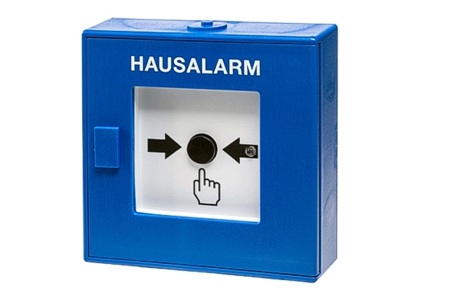 Hausalarm Alarmtaster BLAU EN60849 125x125x37mm Handmelder