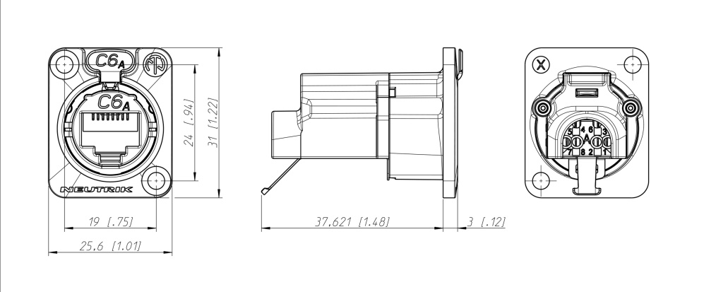 CAT6A-LAN-Dose-DTYPE-39-875-00149-Zeichnung