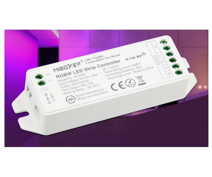 4Kanal_RGB_Controller_FUT038_Miboxer_15-115-02095_B0 LED RGB-W Kontroller 4-Kanal 4x6A 12V-24V MiBoxer mit Funkempfänger