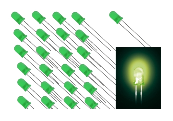 5mm LED Grün Diffus 100-Stück Packung