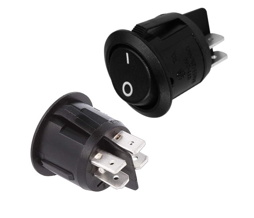 Schalter Wippschalter SCHWARZ RUND 23mm Ein-Aus I/O 250V 6A Netzschalter Schalter Wippschalter SCHWARZ RUND 23mm Ein-Aus I/O 250V 6A Netzschalter