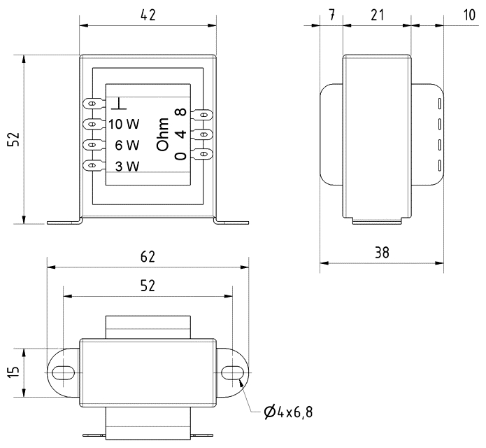 10W-ELA-Trafo-43-890-00180-ABM 10W ELA Trafo 100V Übertrager Lötösen