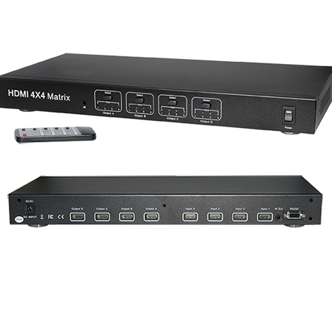 4x4 HDMI Matrix 4x4 HDMI Umschalter 4x In auf 4x Out HDMI Matrix 19zoll tauglich RS232 Fernbedienung