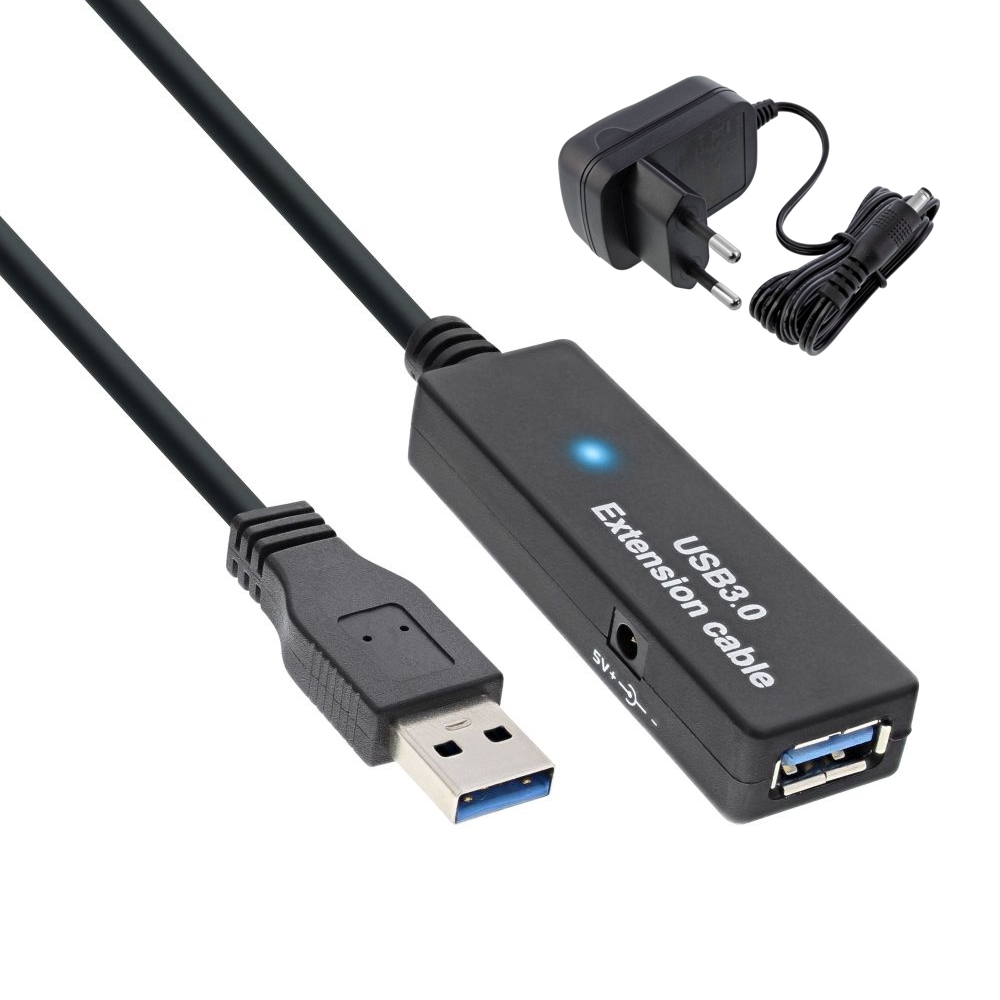 10m USB-3 Verlängerung USB3-Stecker-auf-Buchse Aktiv mit USB-Verstärker