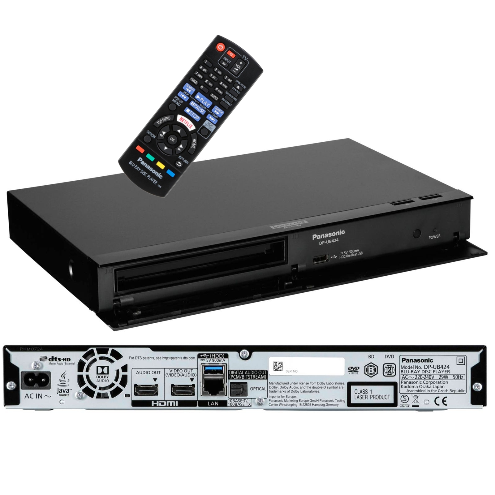 DVD_Player_mit_Blueray_62-535-00120 Kombiplayer CD mit DVD und Bluray USB MP3 Audio CD Player HDMI Toslink Out DPUB424