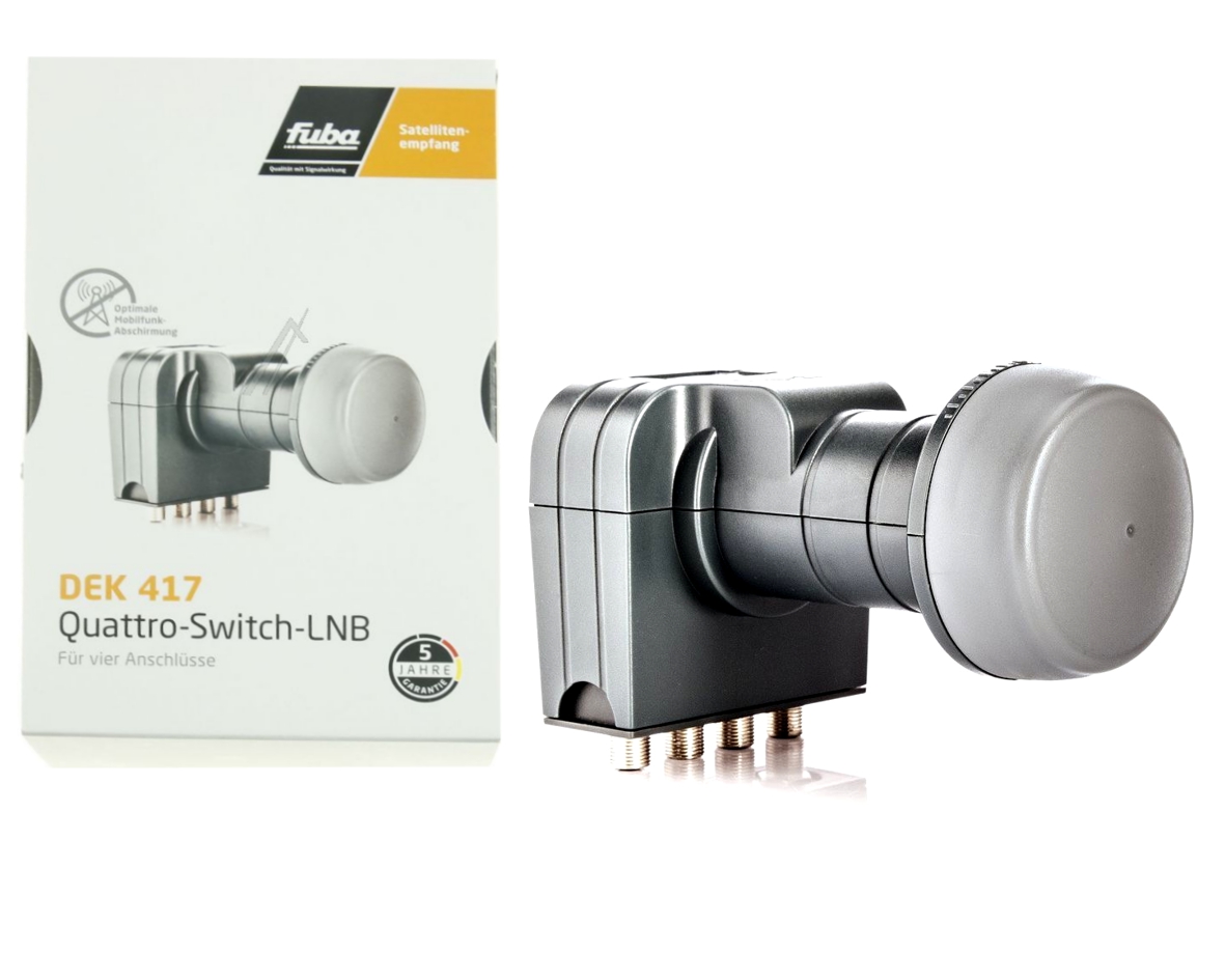 SAT LNB Quad 4-fach Ausgang Bef 40mm mit integriertem Switch für für SAT Receiver TV Fernseher